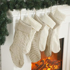 6 Pcs Cable Knit Christmas Stockings Large Christmas Stocking, Charming - Image 3