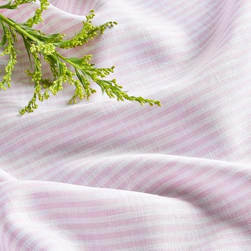 Solino Home 100% Pure Linen Table Runner, 14 x 72 in, Pink and White Stripe - Image 2