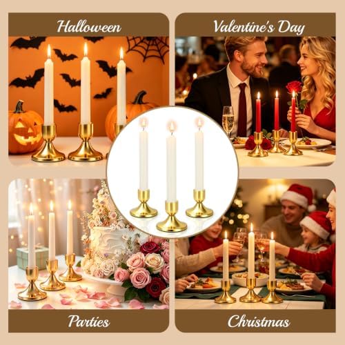 48 Pcs Brass Gold Taper Candle Holders Set Vintage Short Skinny Metal Candlestick Holders Small Low Candle Sticks for Dining Table Centerpiece Wedding Christmas Party Mantel Home Decor - Image 7
