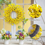 24 Inch Fall Wreath for Front Door Full Yellow Forsythia Wreath - Image 3