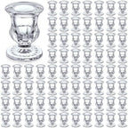 Foaincore 78 Pack Glass Candlestick Holders Bulk 2.5 Inch Taper Candle Holders Small Ritual Candle Stand Table Centerpieces for Wedding Christmas Valentine's Festival Party Dining Decorations (Clear) by Foaincore
