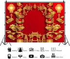 Laeacco Happy Chinese New Year Backdrop 10x6.5FT Dragon Year Photography Backdrops Red Lanterns Luck Clouds Happy Chinese Lunar New Year Spring Festival Party Decorations Banner Family Photo Studio - Image 3