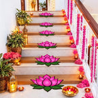 Dunzy 6 Pcs Diwali Rangoli Mat Varalakshmi Pooja Decoration, Pink Lotus - Image 5
