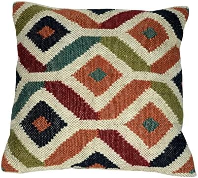 Chouhan Rugs 4 PCS Set of Hand Woven Jute Kilim Cushion Cover Indian Vintage Pillows 18X18 Rug Boho Shams (Pattern 1) - Image 5