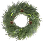 LOKEISNA Real Touch Norfolk Pine Wreath, 24" Artificial Christmas Wreaths for Front Door, Soft Bendable Pine Wreaths for Front Door, Christmas Door Decorations by LOKEISNA