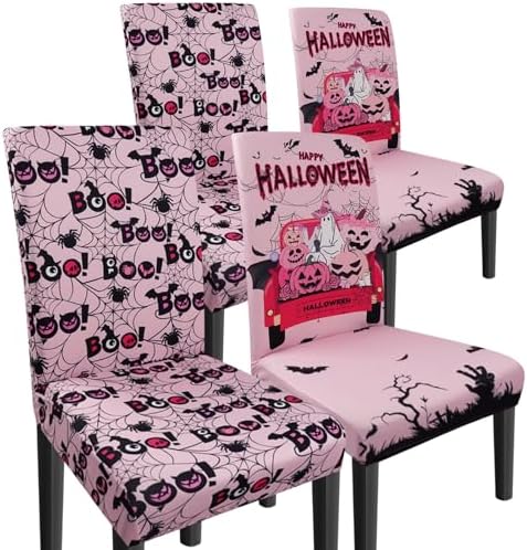 Halloween Chair Covers Set of 4 Ghost Dining Chair Covers for Party Kitchen Removable Seat Cover for Chairs Halloween Decorations Indoor by Unknown
