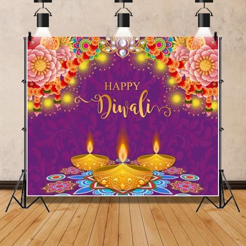Happy Diwali Backdrop Diwali Party Decorations Deepavali 7x7ft - Image 2