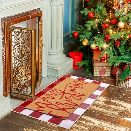 Tinideya 2 Pcs Christmas Layered Doormat Set for Front Porch Decor - Image 6