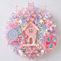 Knitgrip Pastel Gingerbread House Pre-Lit Christmas Wreaths for Front Door by Knitgrip