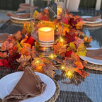 CQURE 8 Pack Fall Leaf Garland with Lights,Fall Decor Halloween Lights Artificial Maple Leaves Autumn Garland Hanging Vines Thanksgiving Decor for Home Christmas Autumn - Image 3