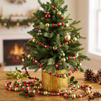 Bucherry 4 Pcs Christmas Wood Bead Garland 28.8 Feet, Red,Green,Gold - Image 3