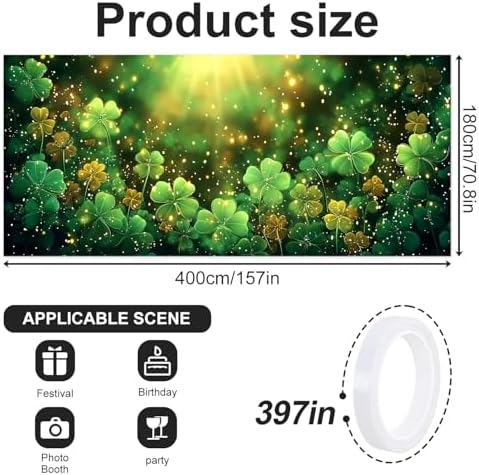 6x13 FT St. Patrick's Day Garage Door Banner - Glowing Green Clover Shamrock Backdrop, Large Indoor Outdoor Garage Door Cover,Irish Holiday Decoration for Home,Yard, Party - Image 2