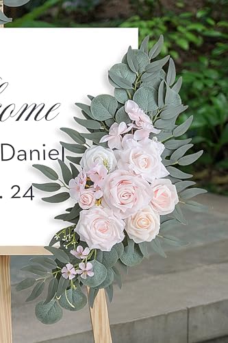Olalaka Pink Wedding Arch Flowers Set of 2 for Wedding Welcome Signs, Artificial Wedding Flowers for Wedding Ceremony Outside(Pink & Ivory) - Image 5