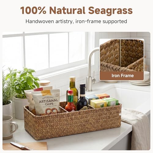 StorageWorks Toilet Paper Basket with Lid, Back of Toilet Baskets, Seagrass - Image 4