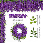 U'Artlines 10Pcs 7.2 Ft/Piece Artificial Wisteria Garland Purple - Image 5