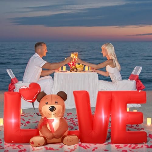 Shappy 9 FT Valentine Inflatable Love Bear, LED Lighted Outdoor Decor - Image 3