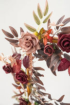 Ling's moment Flower Garland, 5FT Eucalyptus & Rose Burgundy & Dusty Rose - Image 4