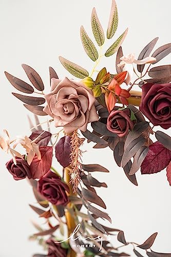 Ling's moment Flower Garland, 5FT Eucalyptus & Rose Burgundy & Dusty Rose - Image 4