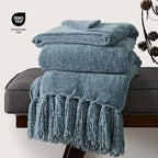 EverGrace Chenille Knit Throw Blanket for Couch, 50"x60", Cloud Blue - Image 4