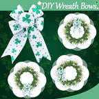 Enhon St. Patrick's Day Decorations, 16in St. Patrick's Day Wreath for Front Door, Lighted Shamrock Clover Wreath with Bow & LED Lights, Waterproof Artificial Spring Decor for Home Porch Wall - Image 3