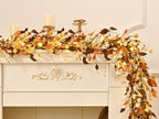 Fall Decor, Fall Garland with Lights, 9FT Autumn Eucalyptus Leaves Lighted Garland Thanksgiving Harvest Festival Decorations for Home Mantle Porch Outdoor Indoor Wedding Table Wall Arch Decor - Image 6