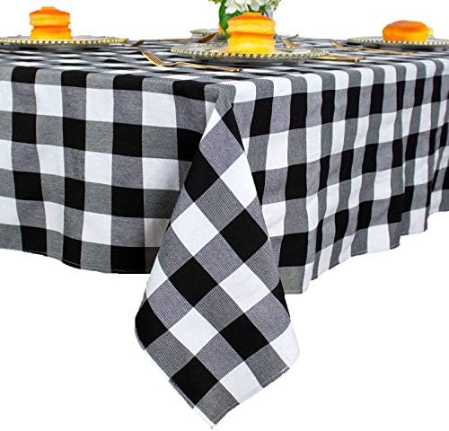 ShinyBeauty Checkered Table Cloths Cotton Tablecloth Gingham Tablecloth Square Table Overlay 54X54 Inch,4 Packs Christmas Tablecloths Wrinkle-Free Black and White Tablecloth for Party/Outdoor Tables by ShinyBeauty
