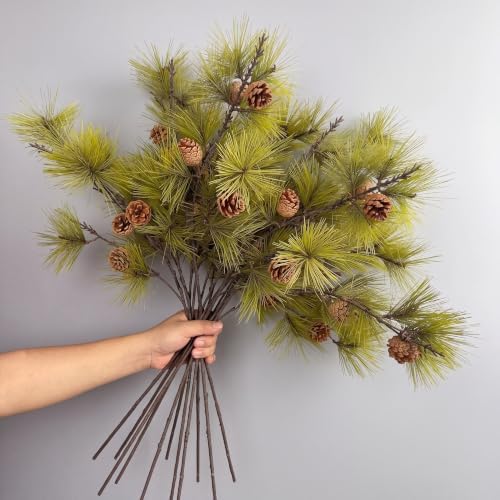 Wavwavw 6 Pcs 25.5 Inch Christmas Artificial Pine Branches with Pine Cones by Wavwavw