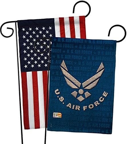 US Air Force Burlap Garden Flag - Pack Armed Forces USAF United State American Military Veteran Retire Official USA Applique - House Banner Small Yard Gift Double-Sided Imported 13 X 18.5 by Breeze+Decor