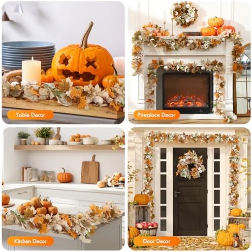 4 Pcs Fall Garland 9ft Pumpkin Berry Autumn White - Image 5