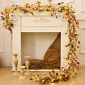 Fall Decor, Fall Garland with Lights, 9FT Autumn Eucalyptus Leaves Lighted Garland Thanksgiving Harvest Festival Decorations for Home Mantle Porch Outdoor Indoor Wedding Table Wall Arch Decor by Waipfaru