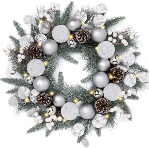 Valery Madelyn 20" Pre-Lit Christmas Wreath for Front Door with Lights by ValeryMadelyn