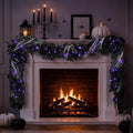 Pre-lit Halloween Garland Decorations Black Real Touch Cedar Cypress with Berry & Spider & Spiderweb Halloween Garland for Mantle, Fireplace, Table, Stairs, Door, Indoor Outdoor Decor, 9FT by WelcometoAttgreatWeHaveAlwaysFirmlyBelievedEndlessBloomsEndlessCreativity