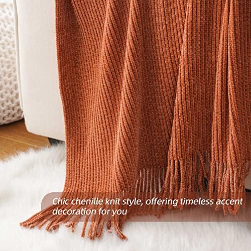 BATTILO HOME Rust Orange Throw Blanket for Couch, 50"x60" - Image 6