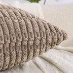 All Smiles Brown Decorative Throw Pillow Covers 18x18 Set of 4 Thanksgiving Farmhouse Home Corduroy Square Cushion Case for Decor Living Room Couch Bed Sofa, - Image 3