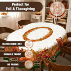 Oval Fall Tablecloth 60x120 Inch, Thanksgiving Autumn Harves Turkey Pumpkin Table Cloth, Waterproof Wrinkle Resistant Table Cover for Fall Decorations Decor - Image 5