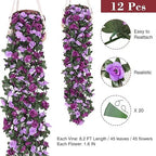 BLEUM CADE 12Pcs 16.4Ft Fake Flower Garland Artificial Rose Vines - Image 2
