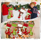 Newcotte 6 Pack 20 Inch Large Christmas Stocking Elf Xmas Hanging Stockings Red Green White Christmas Decorations for Holiday Fireplace Tree Decoration Gift Present - Image 6