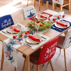 Newtay 13 Pcs 4th of July Table Runner Placemats and Dining Chair Cover Set Patriotic Red White Blue Decoration for 250th Anniversary Memorial Independence Day Kitchen Dining Home Party Decor(Bright) - Image 6