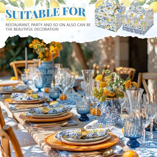 Nuogo 36 Pack Lemon Cloth Napkins 15"x15" Amalfi Coast Lemon Napkins - Image 5