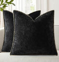 decorUhome Soft Chenille Throw Pillow Covers 20x20 Set of 2 Black by decorUhome