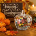 Tanlade 12 Pcs Glass Pumpkin Candy Jar Thanksgiving Candy Bowl Jars with Lids Pumpkin Container with Cover Transparent Target Glass Dish for Thanksgiving Home Party Wedding Decoration - Image 6