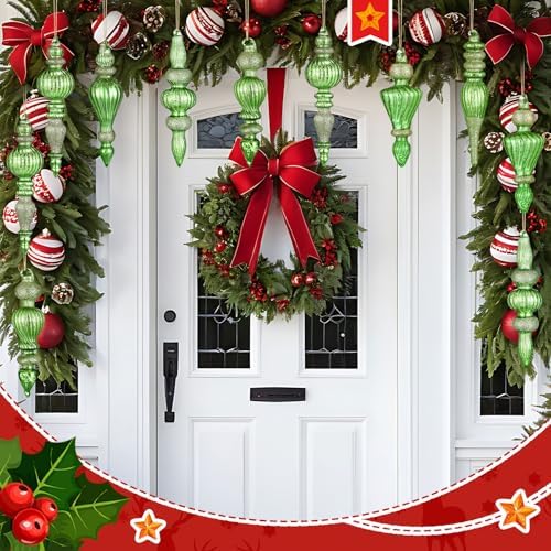 Soaoo 6 Pcs 6.3 in Flash Green Mercury Glass Finial Christmas Ornaments - Image 5