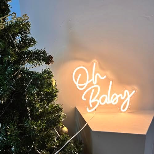 Oh Baby Neon Signs for Wall Decor USB Powered LED Light Up Sign for Baby Shower Birthday Party Gender Reveal Christening Day Decor 1st Birthday Backdrop - Image 4