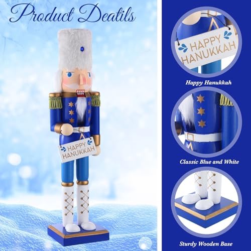 Blosssound 16" Hanukkah Nutcracker Decoration Wooden Jewish Figure,Hanukkah - Image 3