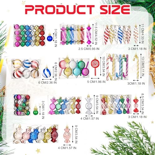 96 Pcs Christmas Tree Ornaments Colorful Candy Ball Ornament - Image 2