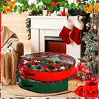 Aliceset 4 Pack Wreath Storage Bags, 36 x 36 x 7.8 Inch, Red, Green - Image 6