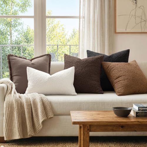 MIULEE 20x20 Decorative Boucle Couch Pillow Covers Black - Image 4