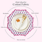 CPC Pink Sapphire Block Print Cotton Floral Placemat 15x15 Inch, Set of 4 - Image 2