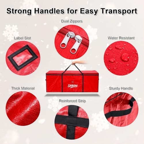 Extra Large Christmas Tree Storage Bag 12 ft for Xmas Trees - Red - Image 5