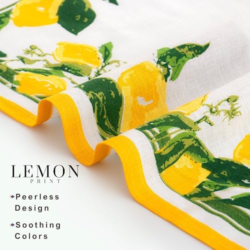 FINGERCRAFT Cloth Napkins Set of 8 Cotton Linen, 20x20 Inch, Lemon Print - Image 5